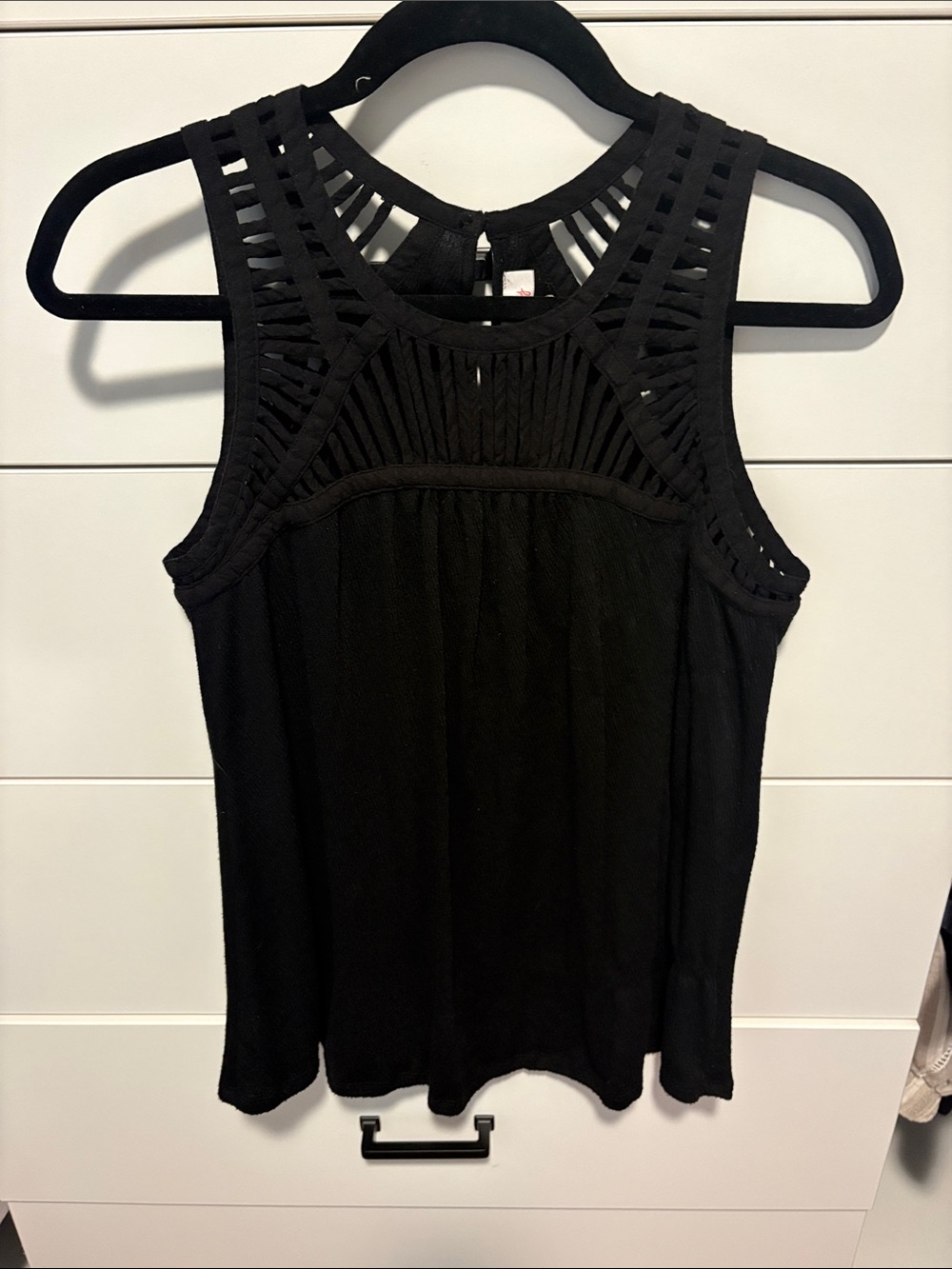 Pixley Black Cutout Halter Tank